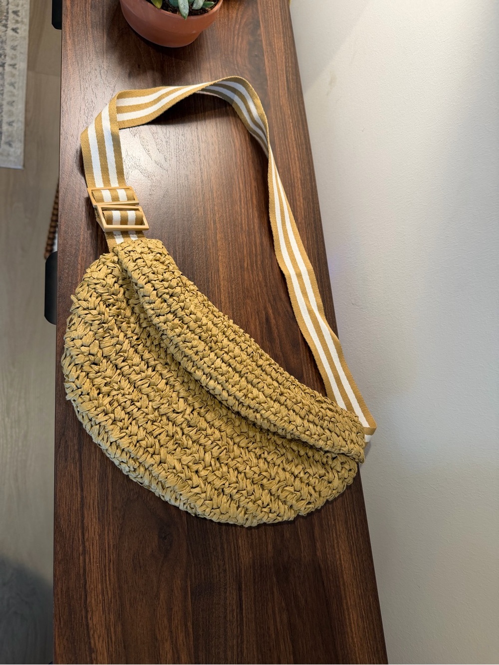 Lu & Elle Strap-Woven Neutral Crossbody Bag